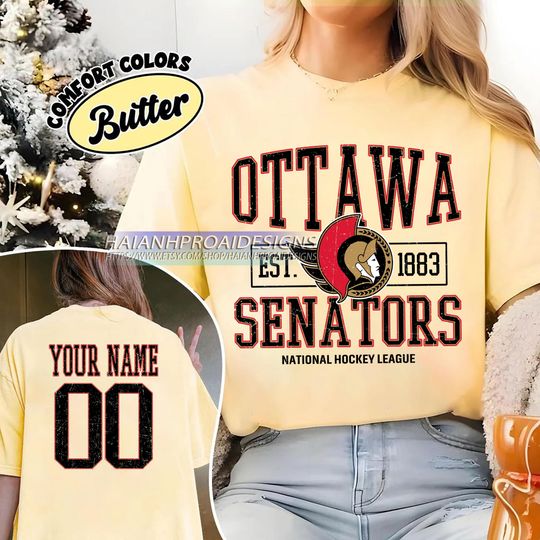 Ottawa Senators T-Shirt | Custom Name and Number Tee | Vintage Hockey Fan Gift | Personalized Game Day Shirt