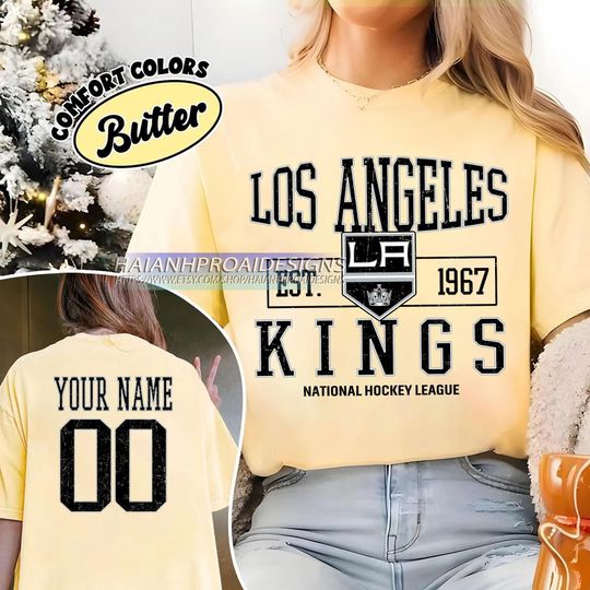 Los Angeles Kings T-Shirt | Custom Name and Number Tee | Vintage Hockey Fan Gift | Personalized Game Day Shirt