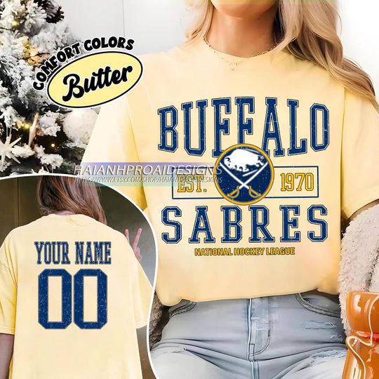 Buffalo Sabres T-Shirt | Custom Name and Number Tee | Vintage Hockey Fan Gift | Personalized Game Day Shirt