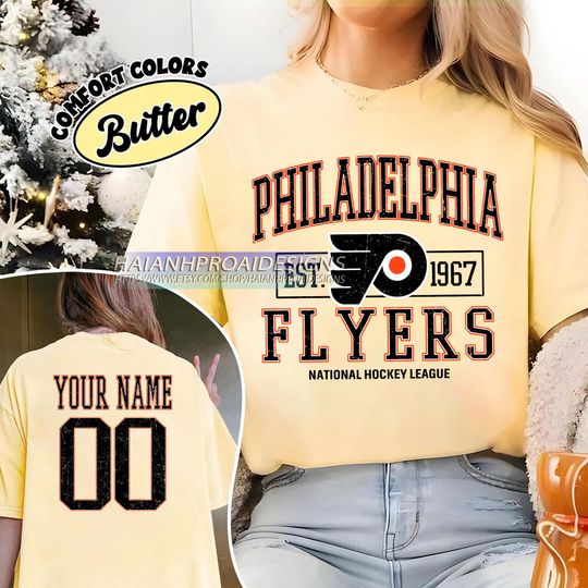 Philadelphia Flyers T-Shirt | Custom Name and Number Tee | Vintage Hockey Fan Gift | Personalized Game Day Shirt