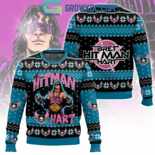 Bret Hart HIT MAN Sweater Ugly happy holidays