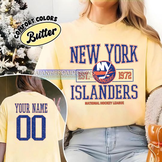 New York Islanders T-Shirt | Custom Name and Number Tee | Vintage Hockey Fan Gift | Personalized Game Day Shirt