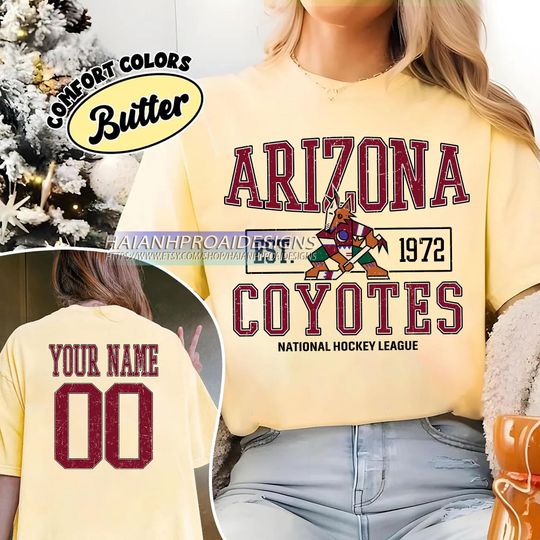 Arizonna Coyotes T-Shirt | Custom Name and Number Tee | Vintage Hockey Fan Gift | Personalized Game Day Shirt