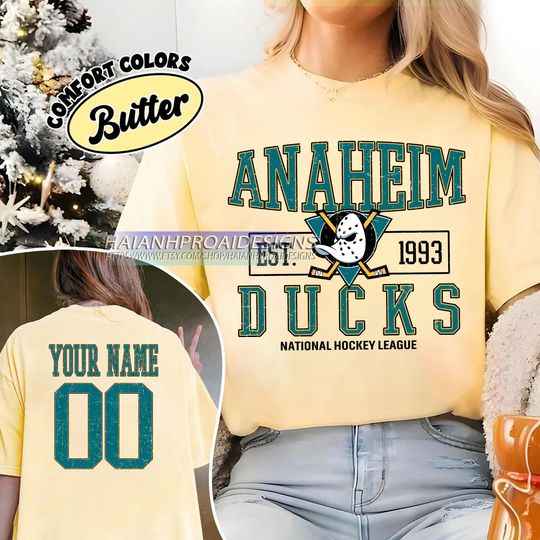 Anaheim Ducks T- Shirt | Custom Name and Number Tee | Vintage Hockey Fan Gift | Personalized Game Day Shirt