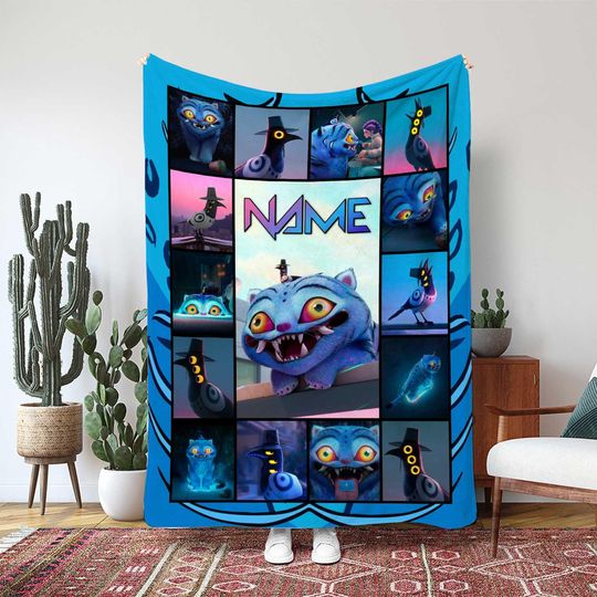 Derpy Tiger Sussie Bird Blanket, KPop Funny Animal Gift, Mascot Demon Picture Frame Decor, Blue Tiger Pink Bird Blanket Gift