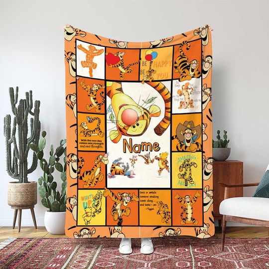 Discover Winnie The Pooh Tigger Blanket, Disney Tiger Character Gift, Picture Frame Tigger Character Blanket, Bouncing Tiger Kids Decor