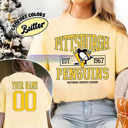 Discover Pittsburgh Penguins T-Shirt | Custom Name and Number Tee | Vintage Hockey Fan Gift | Personalized Game Day Shirt