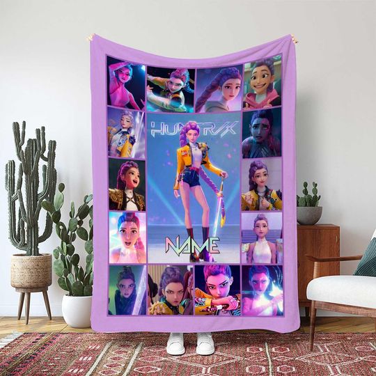Discover Rumi Idol Pop Star Blanket, Animated Girl Character Throw Blanket, KPop Idol Picture Frame Decor, KPop Teen Fan Blanket Gift