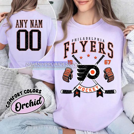 Discover Personalized Philadelphia Flyers T-Shirt | Comfort Colors T-Shirt for Hockey Fans | Custom Number | Retro Team Shirt