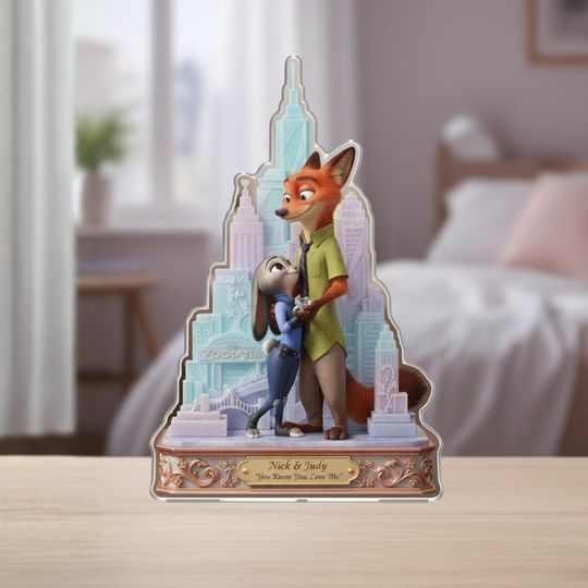 Discover Nick And Judy Shaped Acrylic Plaque Zootopia Love Sign Disney Couple Keepsake Romantic Gift Display Decor