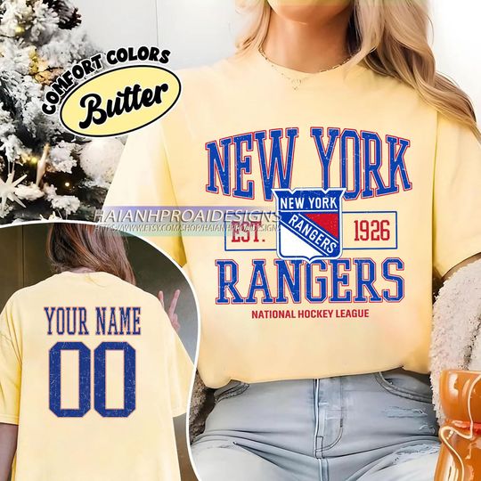 New York Rangers T-Shirt | Custom Name and Number Tee | Vintage Hockey Fan Gift | Personalized Game Day Shirt
