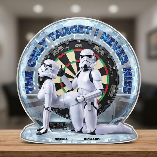 Custom Stormtrooper Shaped Acrylic Plaque, Star Wars Couple Keepsake Valentine's Day Gift, Sci Fi Romantic Decor, Funny Couple Gift
