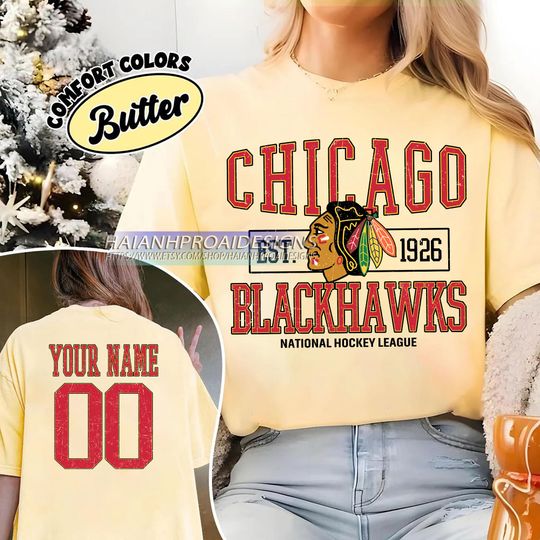Chicago Blackhawks T-Shirt | Custom Name and Number Tee | Vintage Hockey Fan Gift | Personalized Game Day Shirt