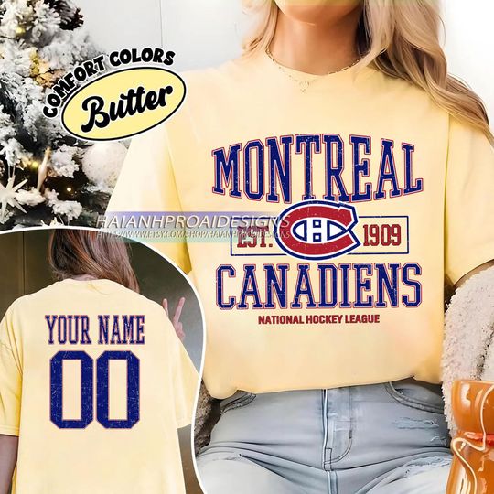 Discover Montreal Canadiens T-Shirt | Custom Name and Number Tee | Vintage Hockey Fan Gift | Personalized Game Day Shirt