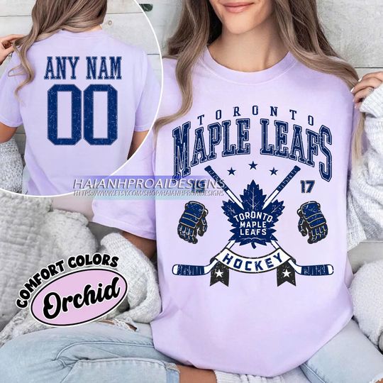 Discover Personalized Toronto Maple Leafs T-Shirt | Comfort Colors T-Shirt for Hockey Fans | Custom Number | Retro Team Shirt