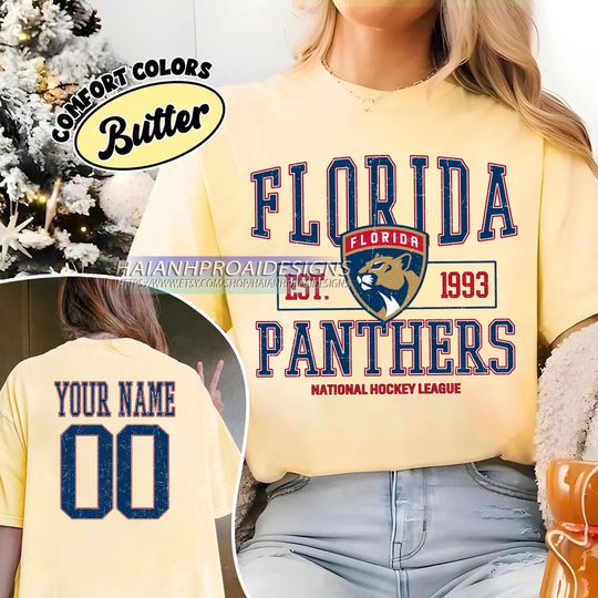 Florida Panthers T-Shirt | Custom Name and Number Tee | Vintage Hockey Fan Gift | Personalized Game Day Shirt
