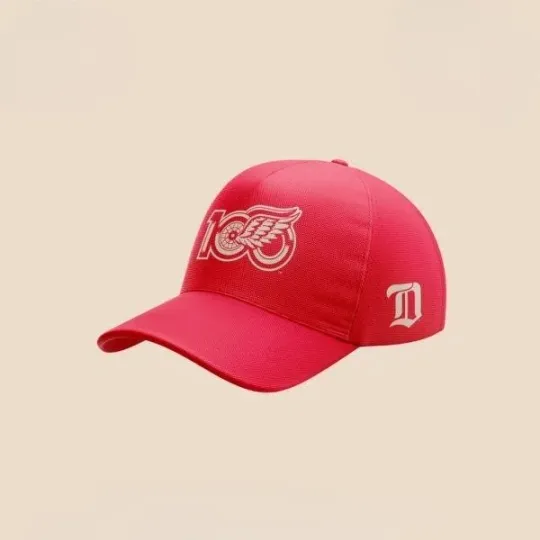 Discover Red 100 Years Of Hockeytown Wings Cap, Gift For Fans