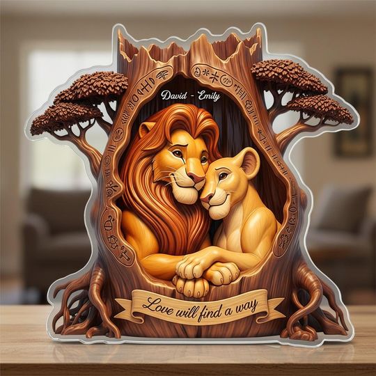 Discover Simba And Nala Shaped Acrylic Plaque Disney Couple Keepsake Romantic Gift For Anniversary Valentine