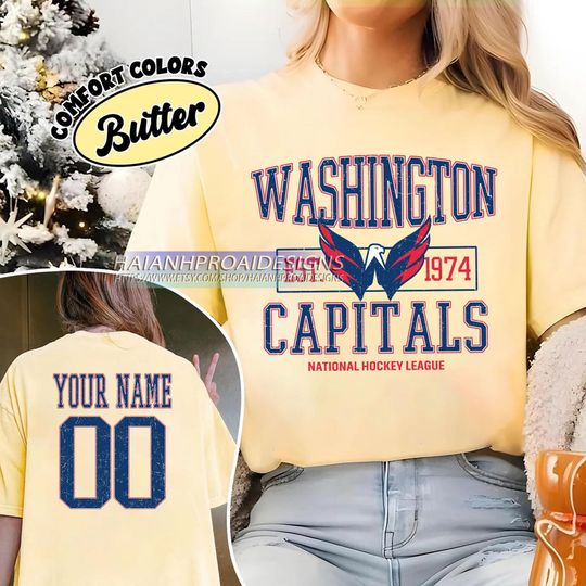 Washington Capitals T-Shirt | Custom Name and Number Tee | Vintage Hockey Fan Gift | Personalized Game Day Shirt