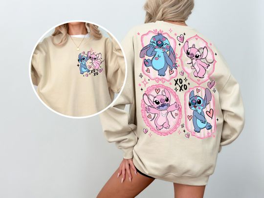 Discover Stitch Love Sweatshirt & Shirt, Stitch Is My Valentine Gift, Cute Heart Stitch Hoodie, Disney Valentine Outfit, February 14th Couple Tee