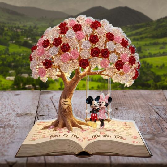 Mickey And Minnie Acrylic Plaque, Personalized Disney Couple Decor, Romantic Love Tree Gift, Custom Disney Anniversary Keepsake Decor