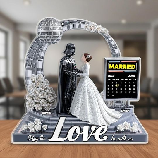 Discover Star Wars Couple Shaped Acrylic Plaque Movie Love Sign Wedding Display Romantic Keepsake Gift for Anniversary
