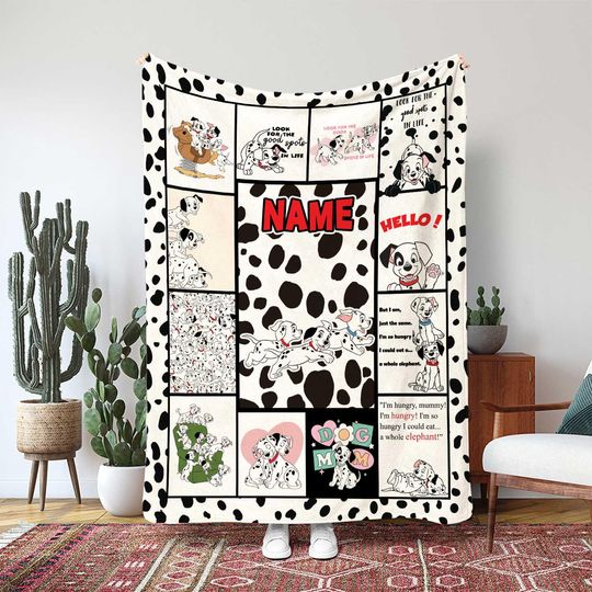 Discover 101 Dalmatians Puppies Blanket, Disney Movie Dog Character Gift, Picture Frame Puppies Dog Character Decor, Dog Lovers Kids Blanket