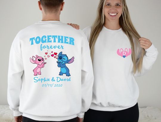 Discover Stitch and Angel Valentine Custom Shirt, Disney Valentine Stitch Sweatshirt