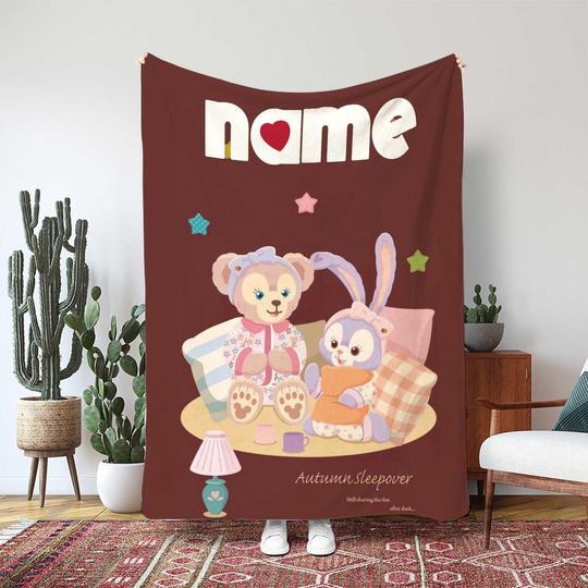 Discover Disney Duffy And Olu Mel Turtle Blanket, Duffy Bear And Olu Mel Decor, Hawaiian Turtle Ukelele Gift, Birthday Girl Boy Gift Blanket