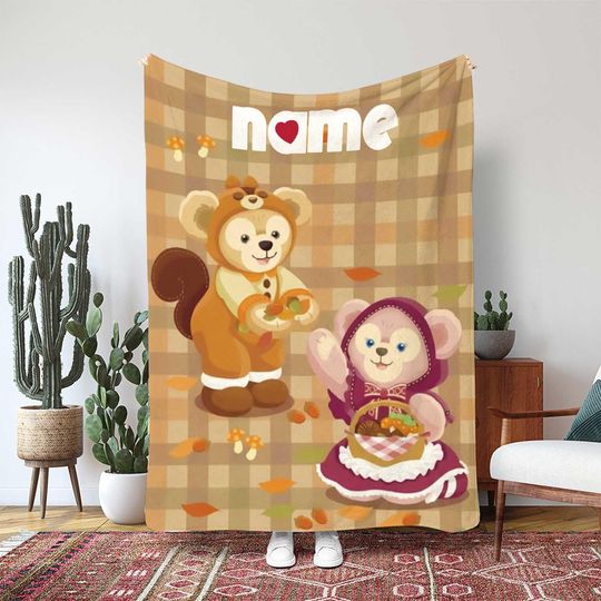 Discover Disney Duffy And Cookie Ann Blanket, Duffy Bear And Yellow Dog Gift, Cookie Ann Dog Chef Decor, WDW Disneyland Blanket