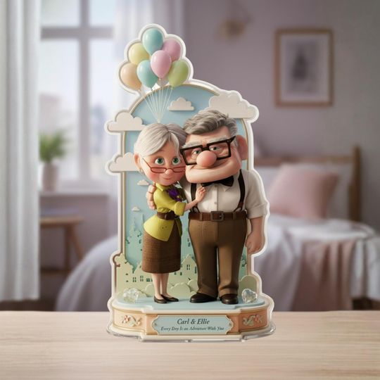 Carl And Ellie Shaped Acrylic Plaque Up Movie Love Sign Disney Couple Keepsake Gift for Valentines Day Romantic Decor
