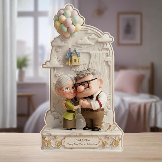 Carl And Ellie Shaped Acrylic Plaque Up Movie Love Keepsake Romantic Adventure Valentine's Gift For Couple Decor