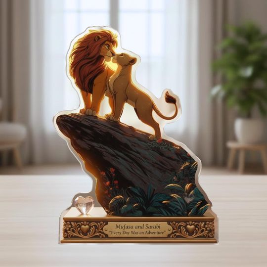 Discover Mufasa and Sarabi Shaped Acrylic Plaque Lion Couple Keepsake Adventure Gift Romantic Display Decor