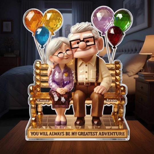 Personalized Carl And Ellie Couple Shaped Acrylic Plaque, Greatest Adventure Love Sign, Disney Couple Romantic Keepsake Valentines Day