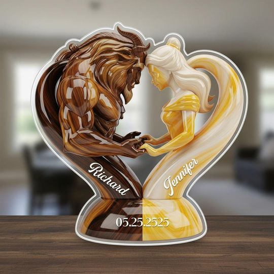 Discover Beauty And Beast Shaped Acrylic Plaque Love Sign Romantic Couple Keepsake Personalized Wedding Anniversary Gift