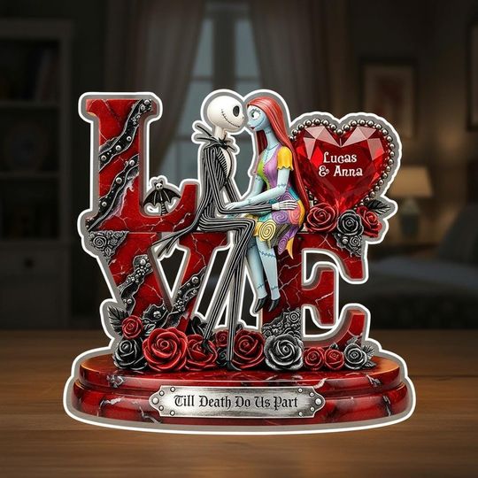 Discover Nightmare Couple Shaped Acrylic Plaque, Jack And Sally Love Sign, Disney Couple Romantic Keepsake, Valentines Day Couple Gift Decor