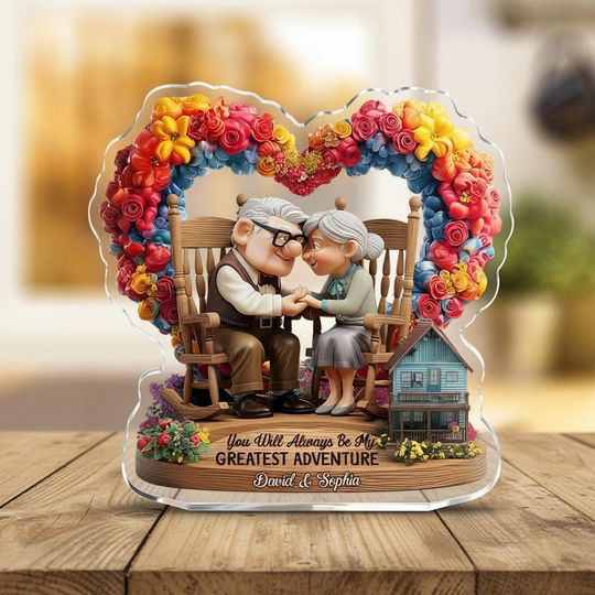 Carl And Ellie Couple Shaped Acrylic Plaque, Disney Couple Love Sign, Custom Romantic Keepsake Valentines Day Gift Anniversary Decor