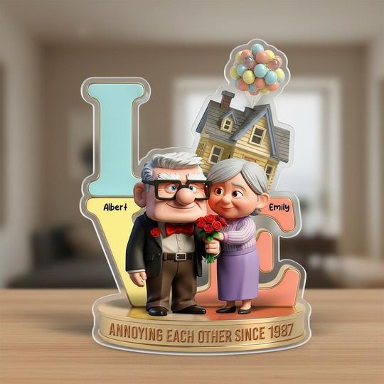 Carl And Ellie Couple Shaped Acrylic Plaque, Custom Up Movie Love Sign, Disney Romantic Keepsake, Valentines Day Gift, Anniversary Gift