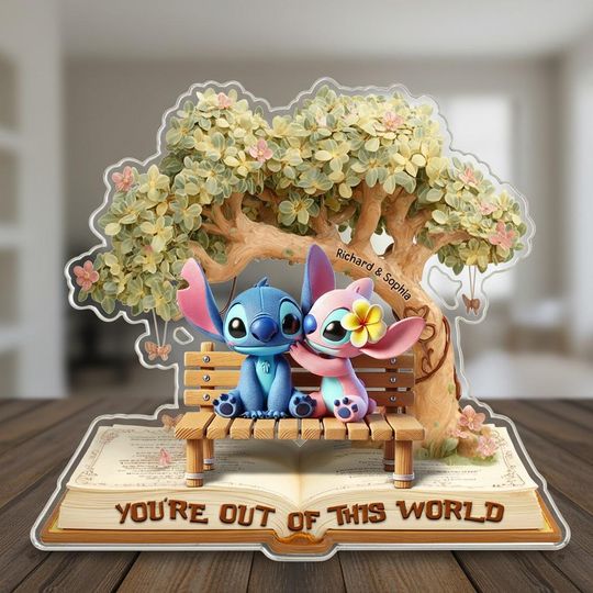 Discover Stitch and Angel Shaped Acrylic Plaque, Disney Couple Love Sign, Custom Keepsake, Romantic Gift for Valentines Day