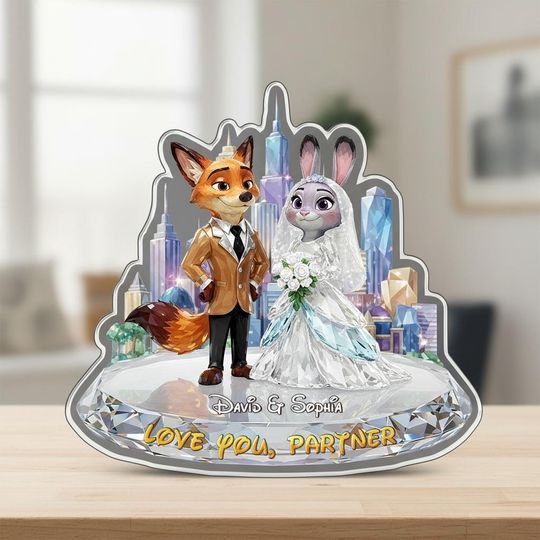 Discover Nick And Judy Custom Shaped Acrylic Plaque, Disney Valentine Gift, Zootopia Romantic Keepsake, You Make My Heart Hop Couple Decor