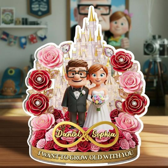 Discover Disney Couple Shaped Acrylic Plaque, Up Love Sign, Romantic Keepsake, Valentines Day Gift For Couple Desk Decor