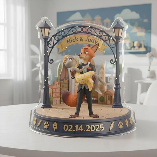 Discover Personalized Nick And Judy Hopps Acrylic Shaped Plaque, Custom Zootopia Romantic Couple Gift With Name, Funny Anniversary Decor