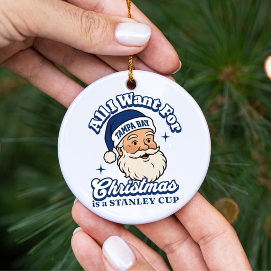 Discover Tampa Bay Hockey All I Want For Christmas Is A Stanley Cup Ceramic Ornament, Lightning Hockey Fan Holiday Decor, Funny Sports Lover Gift
