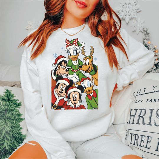 Discover Disney Christmas Sweatshirt, Mickey and Friends Holiday Shirt, Cute Disney Character Xmas, Matching Family Disney Christmas, Vintage Disney