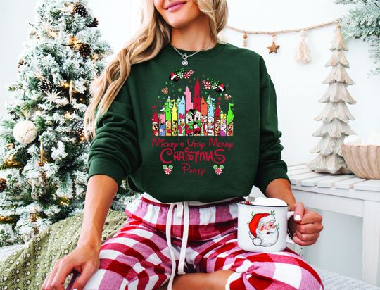 Discover Mickeys Very Merry Christmas Party Sweatshirt, Disney Holiday Crewneck, Mickey Mouse Xmas Sweater, Matching Family Christmas Outfit