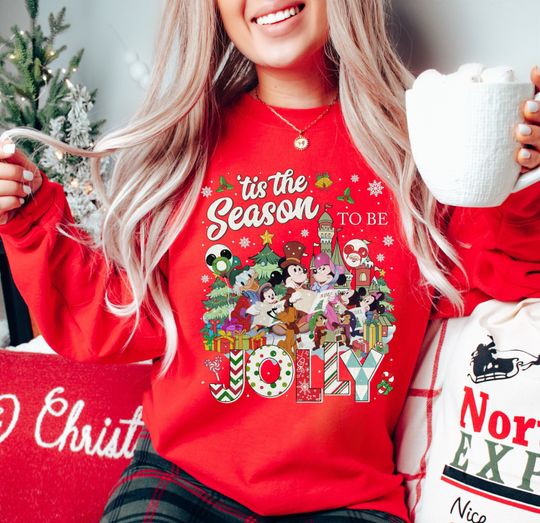 Discover Tis The Season To Be Jolly Disney Sweatshirt, Very Merry Christmas Party Shirt, Mickey and Friends Christmas Shirt, Disneyland Christmas Tee