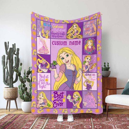 Discover Disney Princess Rapunzel Blanket, Tangled Fairytale Princess Decor, Picture Frame Rapunzel Character Gift, Girls Bedroom Decor Gift