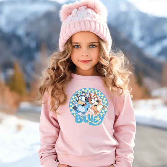 Discover BlueyDad Family Matching Sweatshirt: Blue Dog Kids Bday Tee