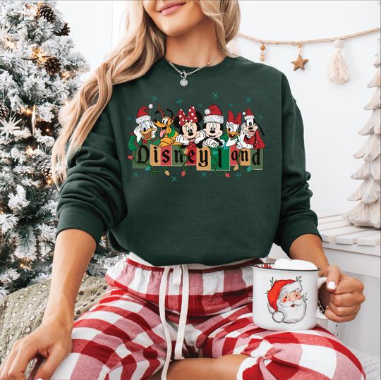 Discover Retro Disneyland Christmas Sweatshirt, Xmas Disney Family T-shirt, Mickey and Friends Tee, Christmas Squad, Mickey Christmas, Holiday Season