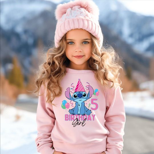 Discover Custom Stitch Birthday Girl Sweatshirt, Stitch Birthday Party Family Shirt, Personalized Birthday, Disney Kids Custom Bday, Toddler, Youth